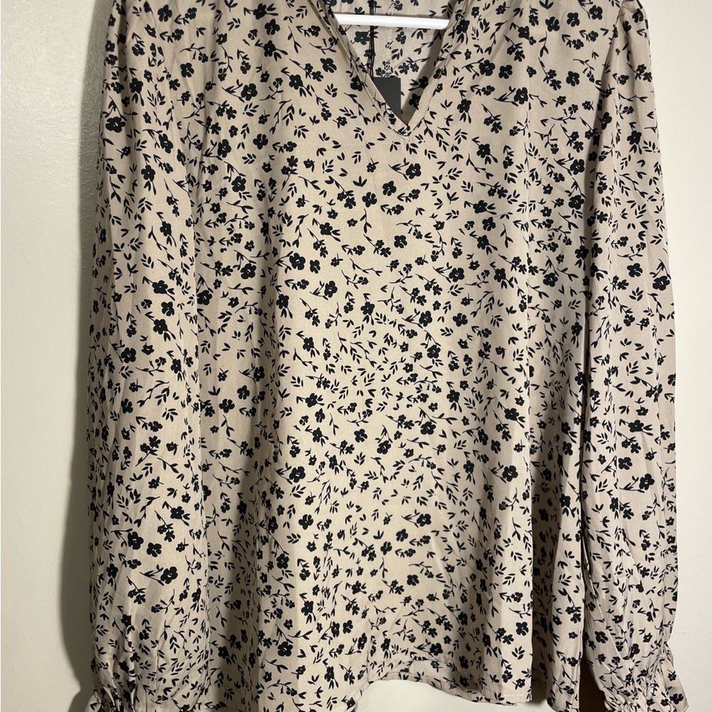 Doublju Boutique Floral Print V-Neck Blouse